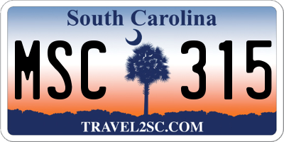 SC license plate MSC315