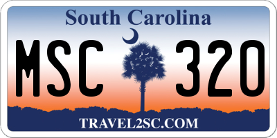 SC license plate MSC320