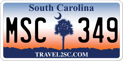 SC license plate MSC349