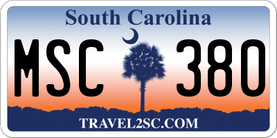 SC license plate MSC380