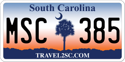 SC license plate MSC385