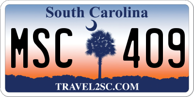 SC license plate MSC409
