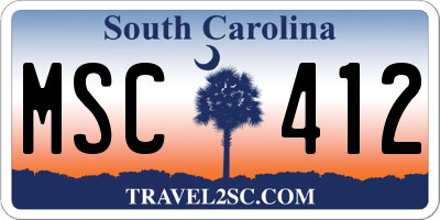 SC license plate MSC412