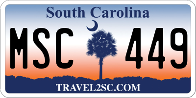 SC license plate MSC449