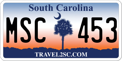 SC license plate MSC453
