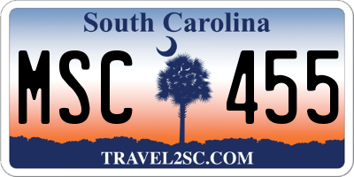 SC license plate MSC455