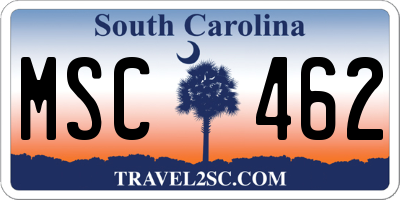 SC license plate MSC462