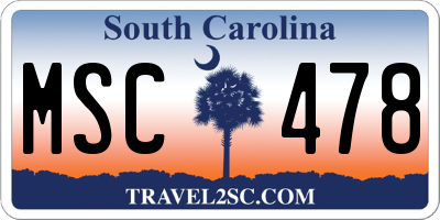 SC license plate MSC478