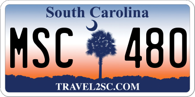 SC license plate MSC480