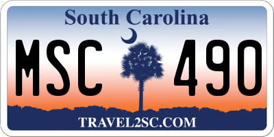 SC license plate MSC490