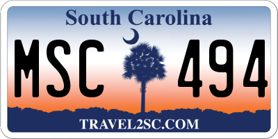 SC license plate MSC494