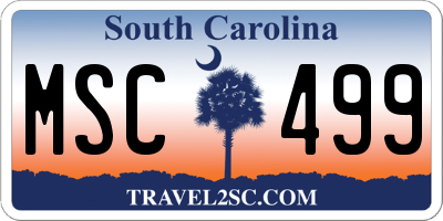 SC license plate MSC499