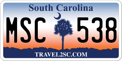 SC license plate MSC538