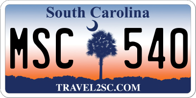 SC license plate MSC540