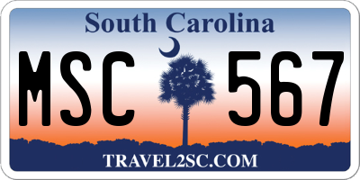 SC license plate MSC567