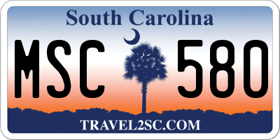 SC license plate MSC580