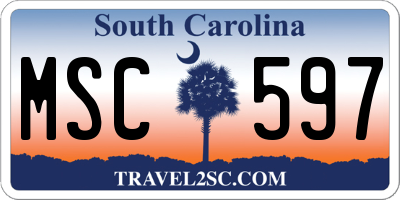 SC license plate MSC597