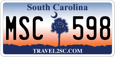 SC license plate MSC598