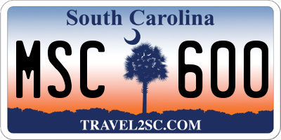 SC license plate MSC600