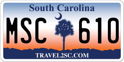 SC license plate MSC610