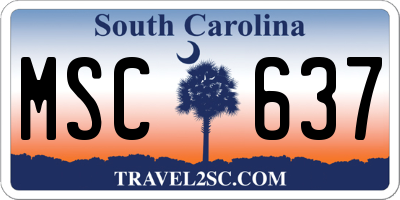 SC license plate MSC637