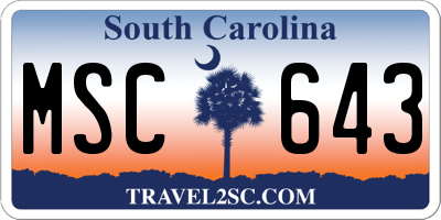 SC license plate MSC643