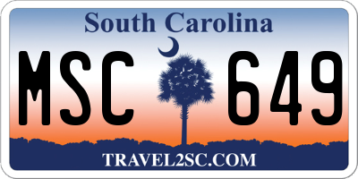 SC license plate MSC649