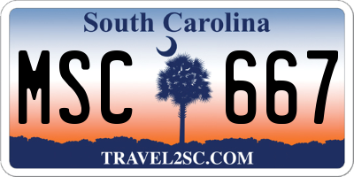SC license plate MSC667