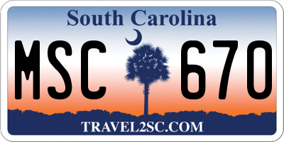SC license plate MSC670