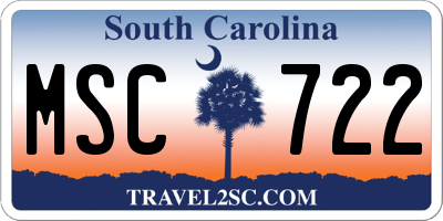SC license plate MSC722