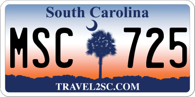 SC license plate MSC725