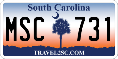 SC license plate MSC731