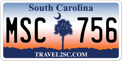 SC license plate MSC756