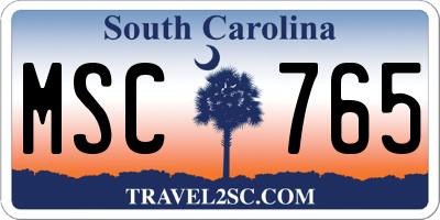 SC license plate MSC765