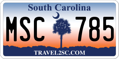 SC license plate MSC785