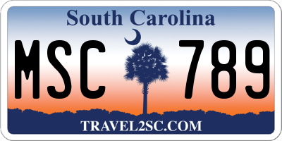 SC license plate MSC789