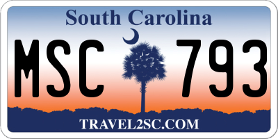 SC license plate MSC793