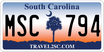 SC license plate MSC794