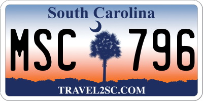 SC license plate MSC796