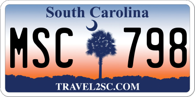 SC license plate MSC798