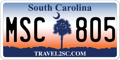 SC license plate MSC805