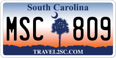 SC license plate MSC809