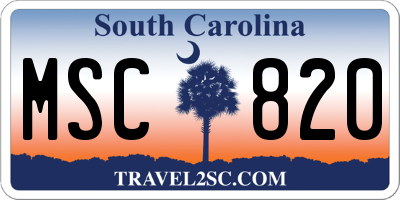SC license plate MSC820