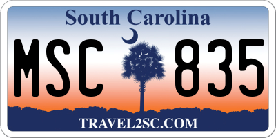 SC license plate MSC835