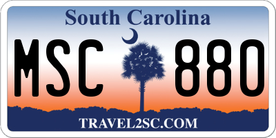 SC license plate MSC880