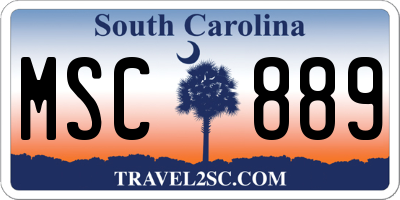 SC license plate MSC889