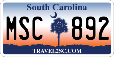 SC license plate MSC892