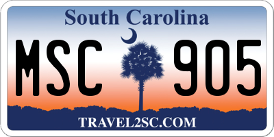 SC license plate MSC905