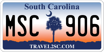 SC license plate MSC906