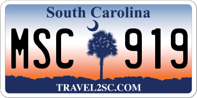SC license plate MSC919